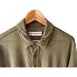 $275 ORLEBAR BROWN Sebastian linen polo shirt, size M